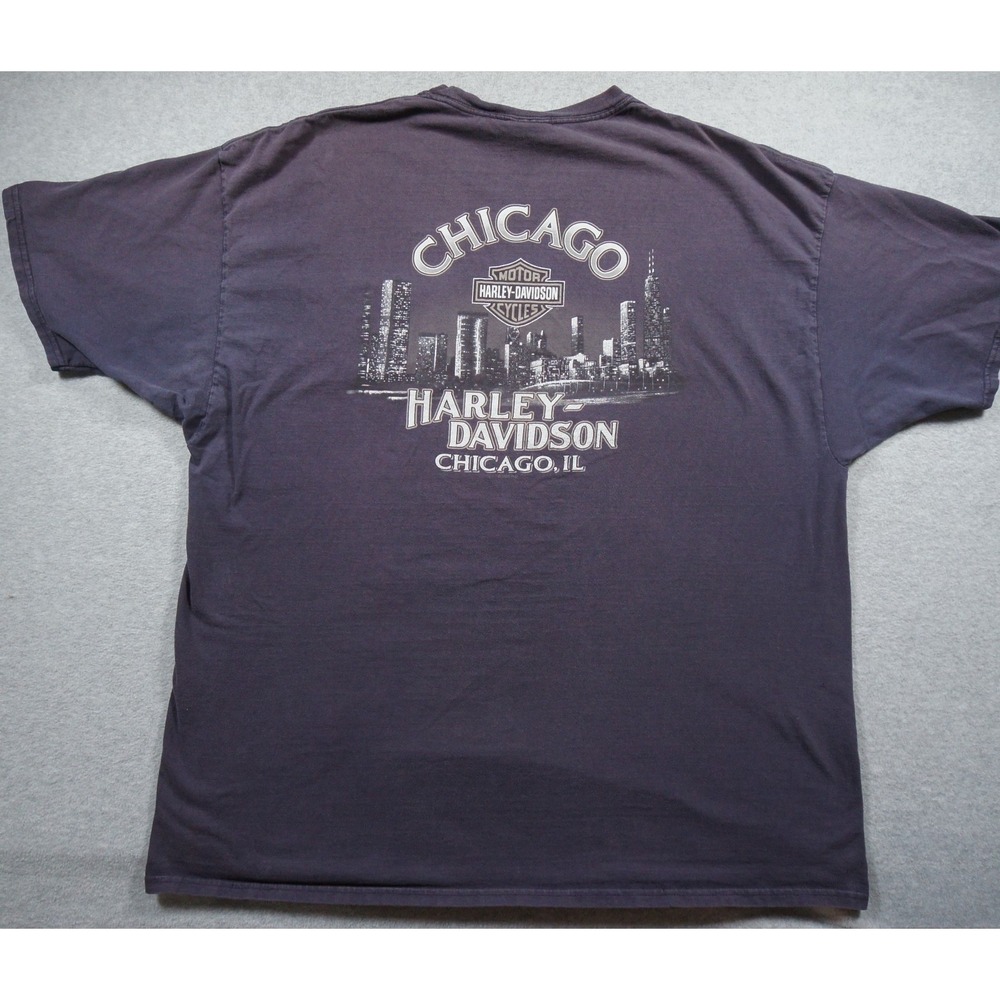 Harley Davidson Shirt Mens 3XL XXXL Blue Motorcycle Tee Biker Chicago Faded